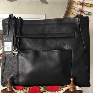 NWT LODIS Genuine Leather Laurel Shoulder Bag/Tote w/Dust Cover